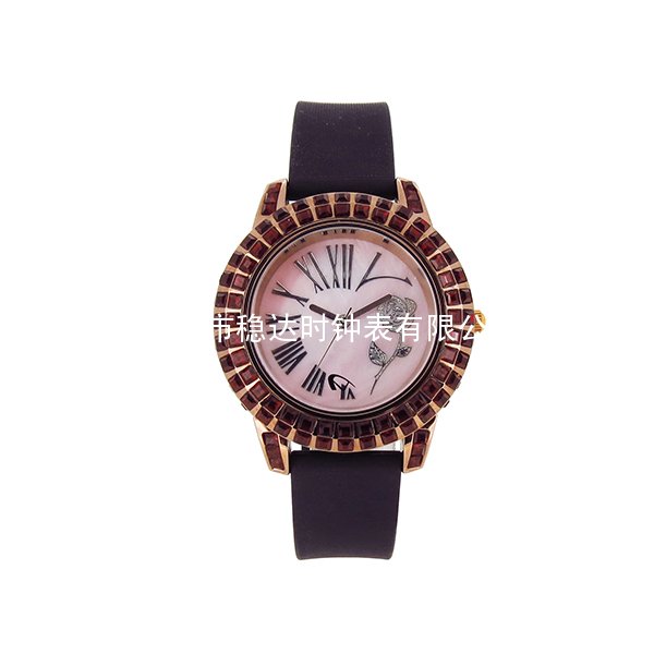 皮帶手表鑲方形石仔