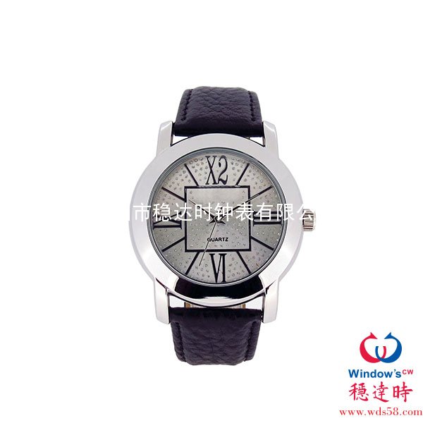 閃粉表面合金殼皮帶手表