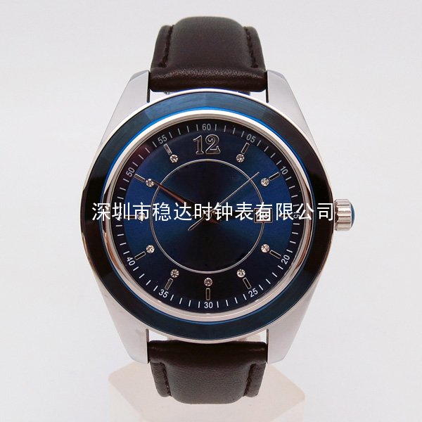 穩(wěn)達時真皮帶不銹鋼禮品手表