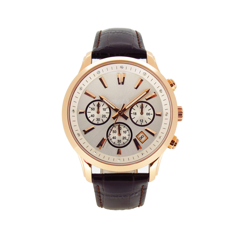 穩(wěn)達(dá)時(shí)不銹鋼真皮男士禮品手表廠家