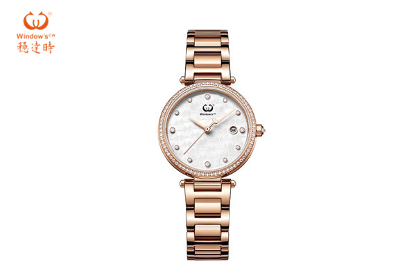 玫瑰金色鋼帶女士典雅腕表定制&mdash;&mdash;穩(wěn)達時