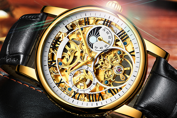 時尚透明鏤空機械男士腕表  穩(wěn)達時廠家批量定做